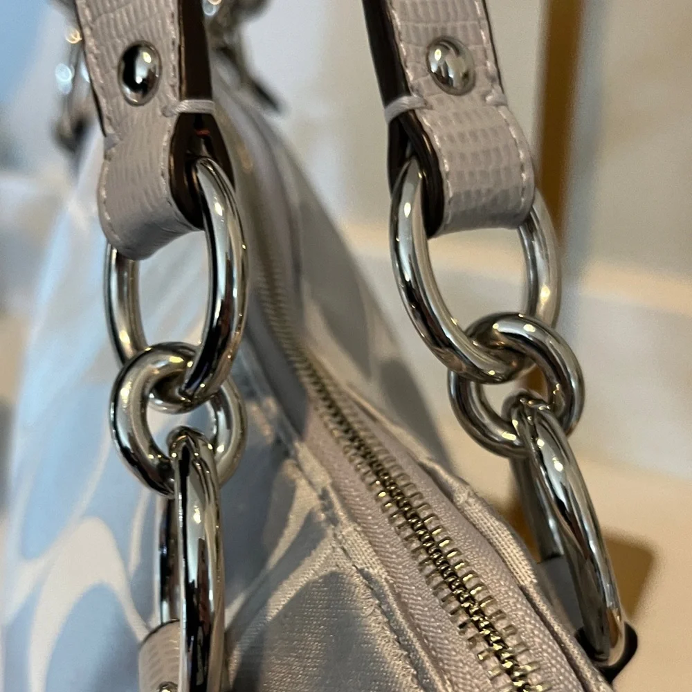 NWOT Coach Silver and Gray Signature Shoulder Bag